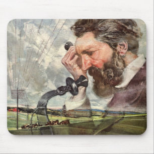Mousepad Vintage Business, Alexander Graham Bell Telephone