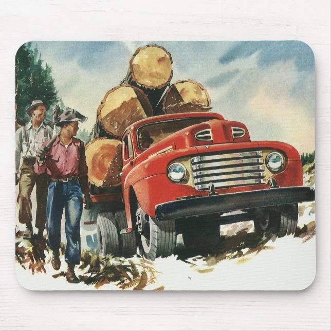 Mousepad Vintage Business, Logging Truck com Lumberjacks (Frente)