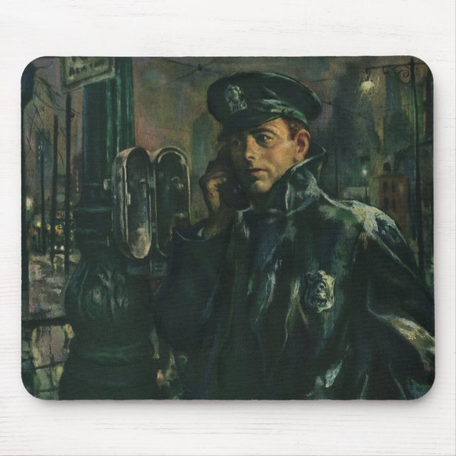 Mousepad Vintage Business, Policial no Telefone de Emergênc (Frente)