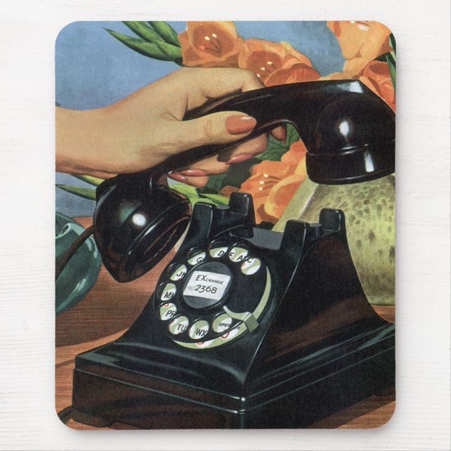 Mousepad Vintage Business, telefone antigo com discagem rot (Frente)