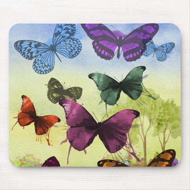 Mousepad Vintage Butterfly Papillon Antiga Ilustração Arte (Frente)
