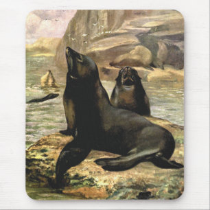 Mousepad Vintage California Sea Lions by CE Swan