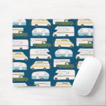 Mousepad Vintage Camper Trailer RV Motorhome Vanlife Blue<br><div class="desc">Veja esta incrível ilustração padrão de reboques de camper vintage RVs e van! Personalize-o adicionando seu próprio texto. Procure mais no meu compro! Se você o comprar,  obrigado! Certifique-se de compartilhar uma foto no Instagram dele em ação e marque-me @shoshannahscribbles :)</div>