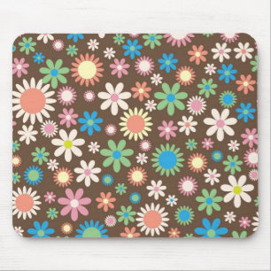 Mousepad Vintage castanho-marrom-floral retro Flores de pri