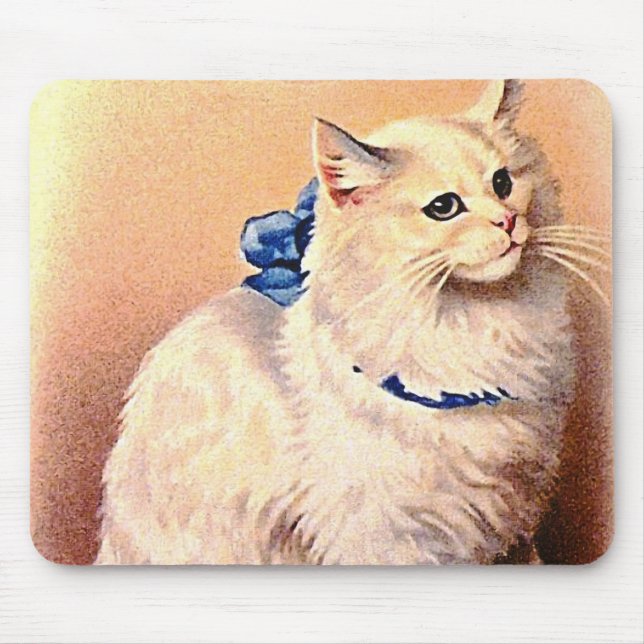 Mousepad Vintage Cat com Arco Azul (Frente)
