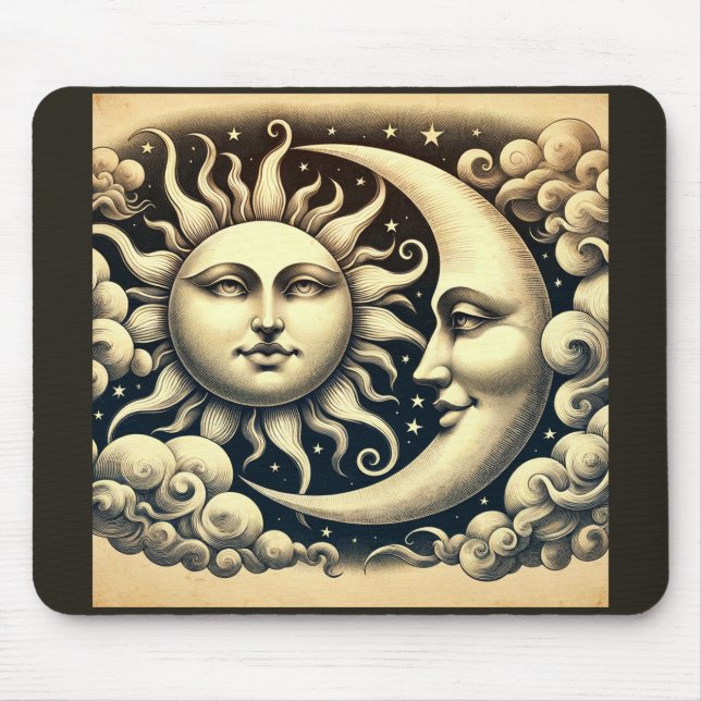 Mousepad Vintage Celestial Sun & Moon (Frente)