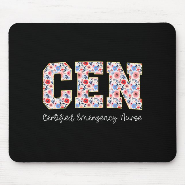 Mousepad Vintage Cen Certified Emergency Nurse Wildflowers  (Frente)