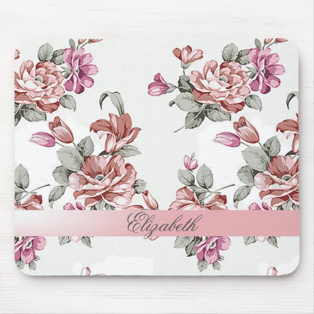 Mousepad Vintage Chic Feminino Flores-Personalizado (Frente)