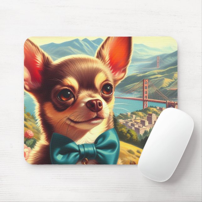 Mousepad Vintage Chihuahua Painting (Com mouse)