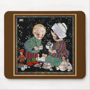 Mousepad Vintage Children Having a Pretend Tea Party