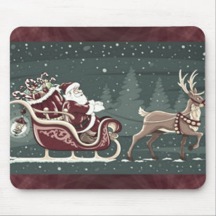 Mousepad Vintage Chirstmas Santa Claus com decoração elegan