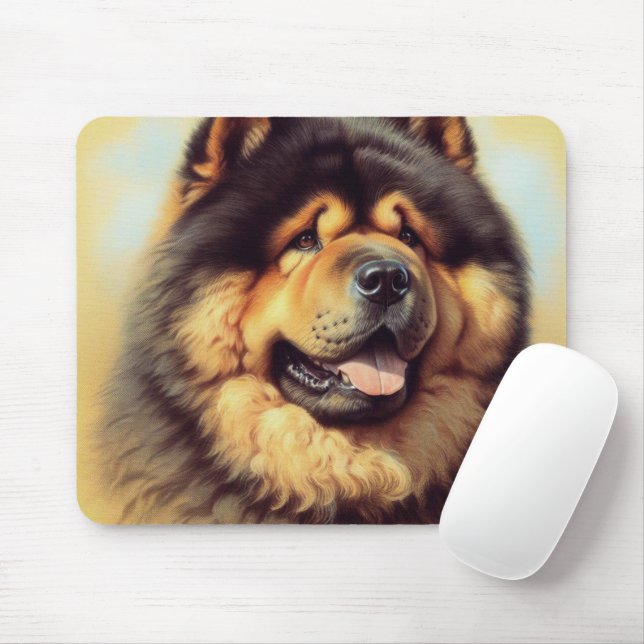 Mousepad Vintage Chow-Chow Painting (Com mouse)