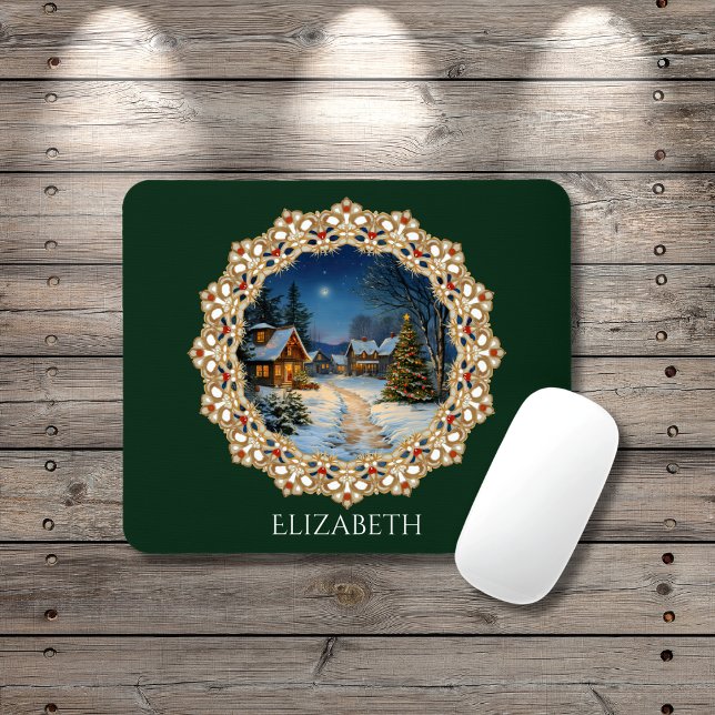 Mousepad Vintage Christmas Village Doily (Criador carregado)