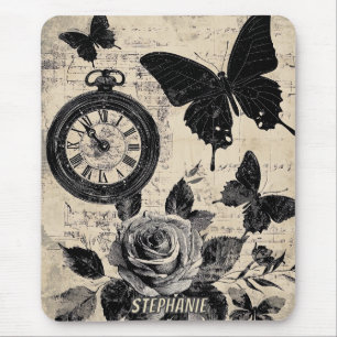 Mousepad Vintage Compass & Butterfly - Papel Russo (3)