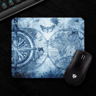 Mousepad Vintage Compass Gráfico do mar Náutico de Grunge