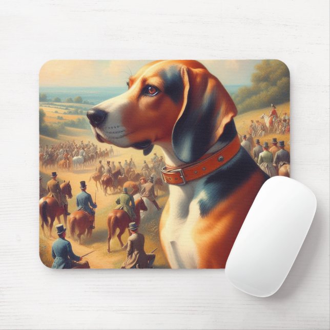 Mousepad Vintage Coonhound Dog Painting (Com mouse)