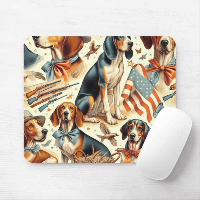 Mousepad Vintage Coonhound Dog Seless (Com mouse)