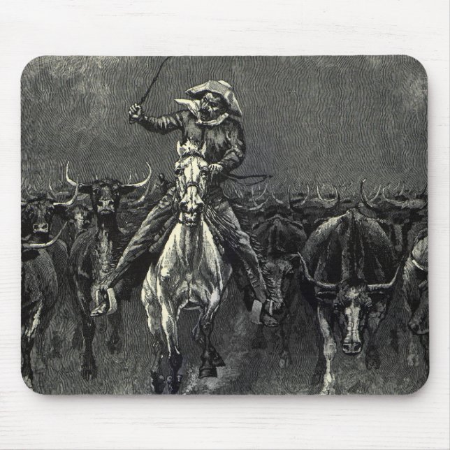 Mousepad Vintage Cowboys, um Stampede de Frederic Remington (Frente)