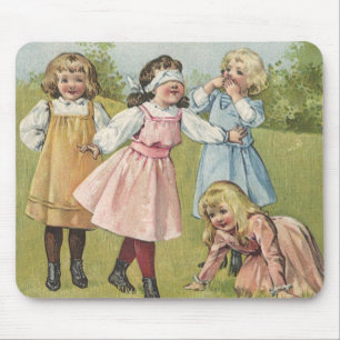 Mousepad Vintage Crianças Victorianas Jogam Bluff Cego