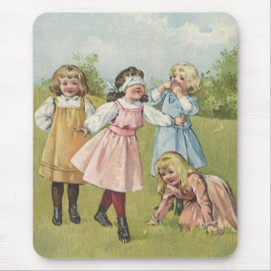Mousepad Vintage Crianças Victorianas Jogam Bluff Cego