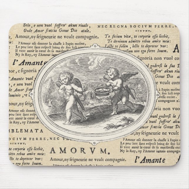 Mousepad Vintage Cupid em Noivado Romântico de Casamento (Frente)