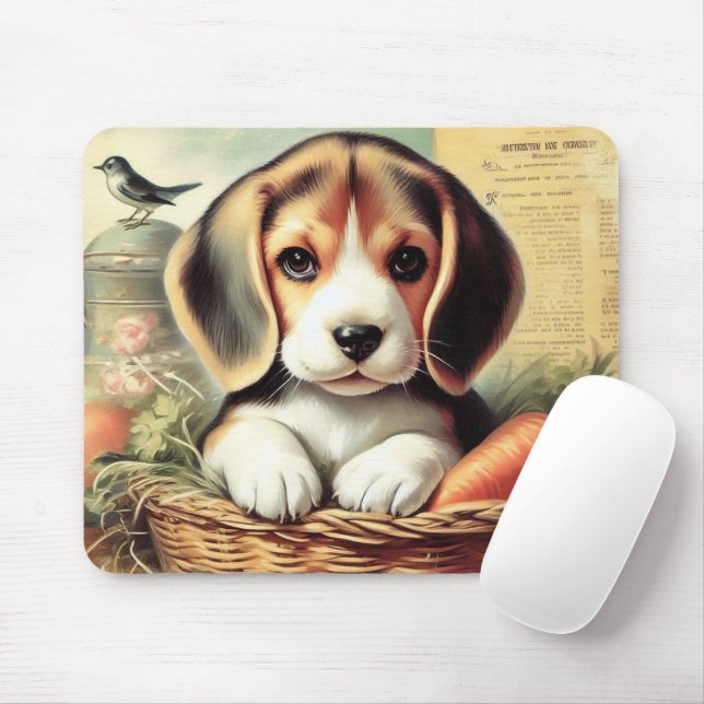 Mousepad Vintage Cute Beagle Puppy (Com mouse)