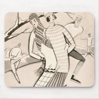 Mousepad Vintage da neve do inverno dos patinadores de gelo