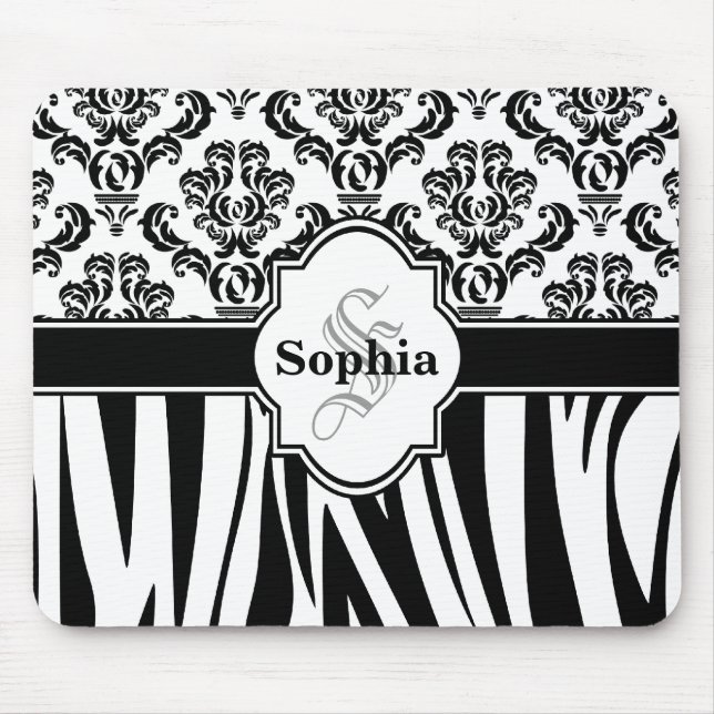 Mousepad Vintage Damask Legal Zebra Stripes (Frente)