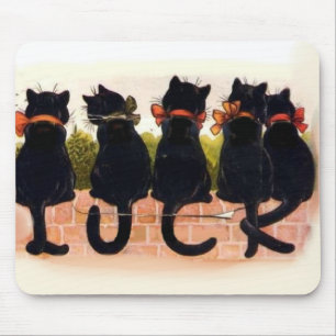 Mousepad Vintage de 5 gatos pretos