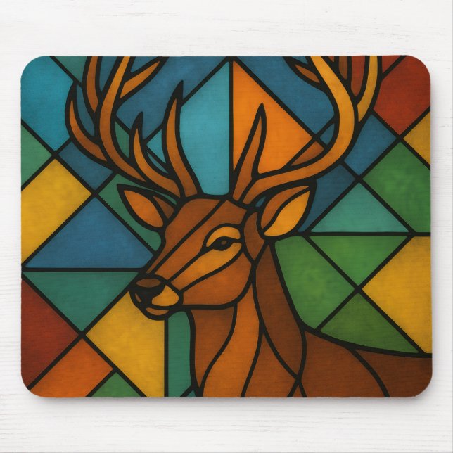 Mousepad Vintage Deer Tiffany Style Stained Glass Design (Frente)