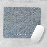 Mousepad Vintage Denim Blue Jeans<br><div class="desc">Um design personalizado simples na moda com um nome monograma moderno e minimalista de tipografia de blocos em branco em fundo impresso faux denim. O nome do monograma pode ser facilmente personalizado para fazer um design tão único quanto você! O presente ou acessório perfeitamente pessoal para qualquer ocasião!</div>