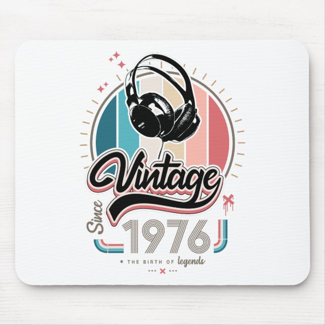 Mousepad Vintage desde fones de ouvido de 1976 (Frente)