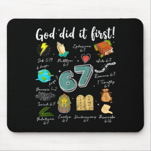 Mousepad Vintage Deus Fez Primeiro 67 Seis Sete Meme Cristã