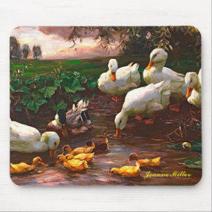 Mousepad Vintage Drake Com Patos Brancos E Patos Amarelos