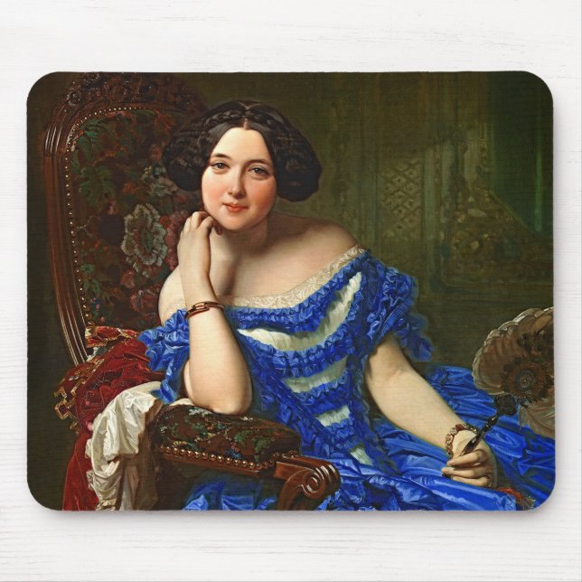 Mousepad Vintage Elegante Dama Em Vestido Azul (Frente)