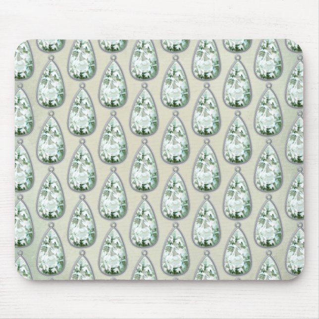 Mousepad Vintage English diamond teal rhinestones victorian (Frente)