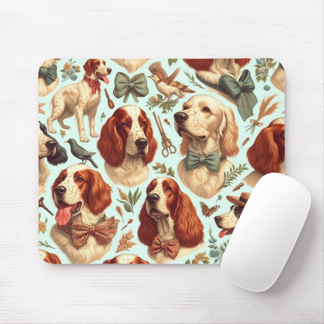 Mousepad Vintage English Setter Seamless (Com mouse)
