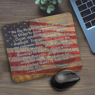 Mousepad Vintage EUA Flag Constituição Preâmbulo Tipogra