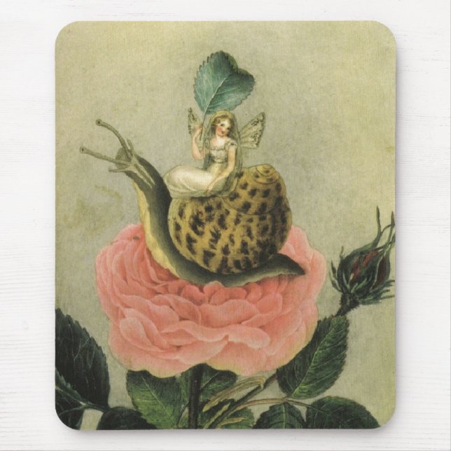 Mousepad Vintage - fada em um jardim, (Frente)