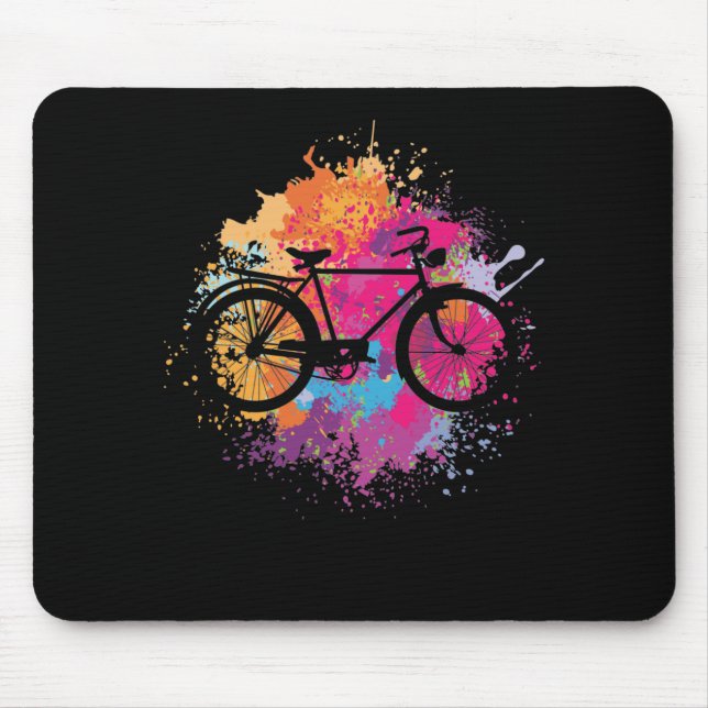 Mousepad Vintage Fahrrad mit Farbklecksen (Frente)
