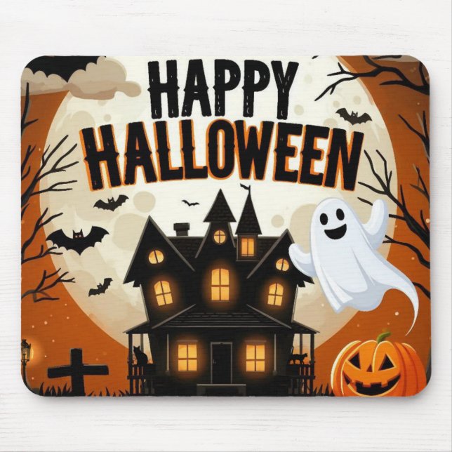 Mousepad Vintage feliz arte de Halloween (Frente)