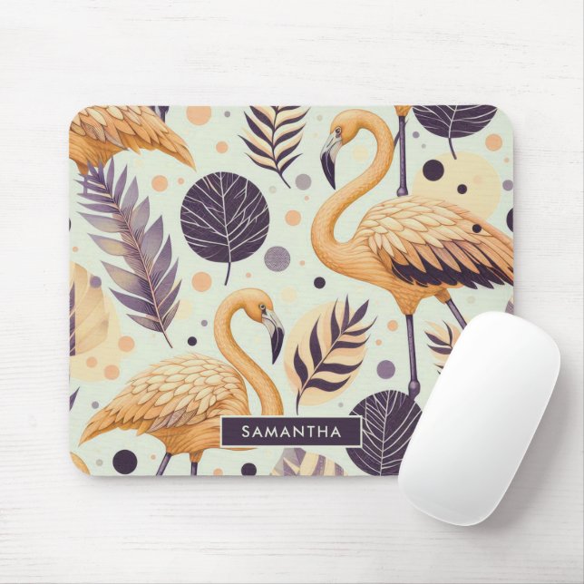 Mousepad Vintage Flamingo Seamless (Com mouse)