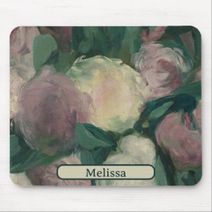 Mousepad Vintage Floral Manet Painting of Peonies Your Name