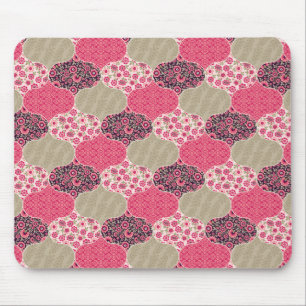 Mousepad Vintage Floral Marroquino - Padrão Rosa