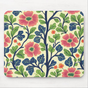 Mousepad Vintage Floral Rosa Flor Flor Folhagem Verde Esmag