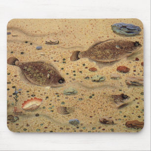 Mousepad Vintage Flounders, Marine Ocean Life Flat Fish