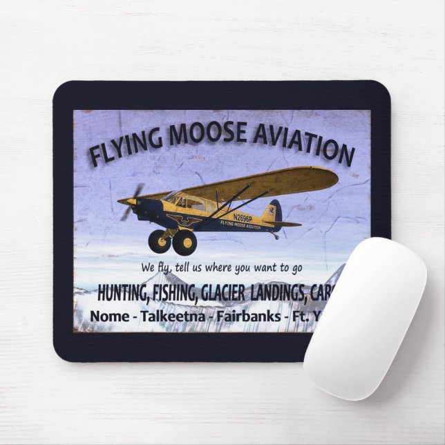 Mousepad Vintage Flying Moose Aviation Sign (Com mouse)