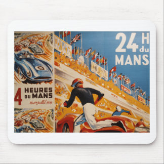 Mousepad vintage francês da raça de carro - 24h du