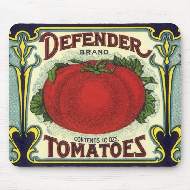 Mousepad Vintage Fruta Crate Label Art, Defender Tomates (Frente)