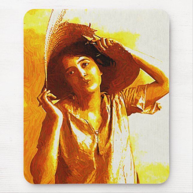 Mousepad Vintage Girl In Straw House Pad (Frente)